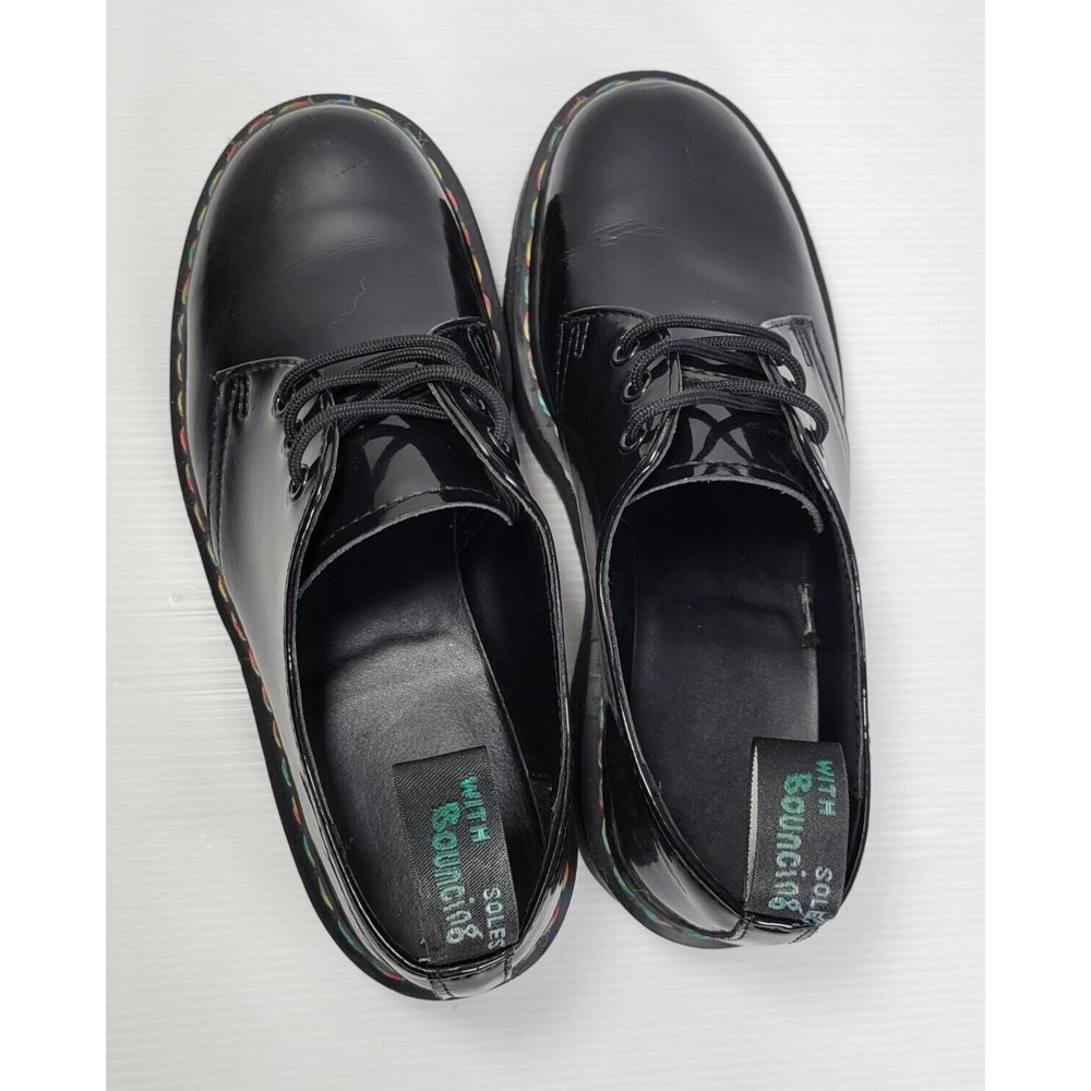 Dr Martens 1461 Limited Edition Rainbow Chunky Quad Platform Shoes Black Docs - Picture 8 of 10
